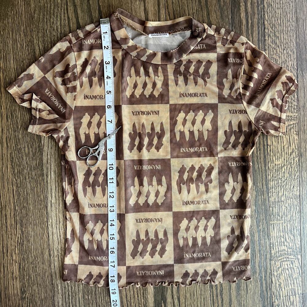 Inamorata Sheer Torso Mesh Print Bambi Baby Tee & Beachwood Pant Set Coverup M - Picture 10 of 16